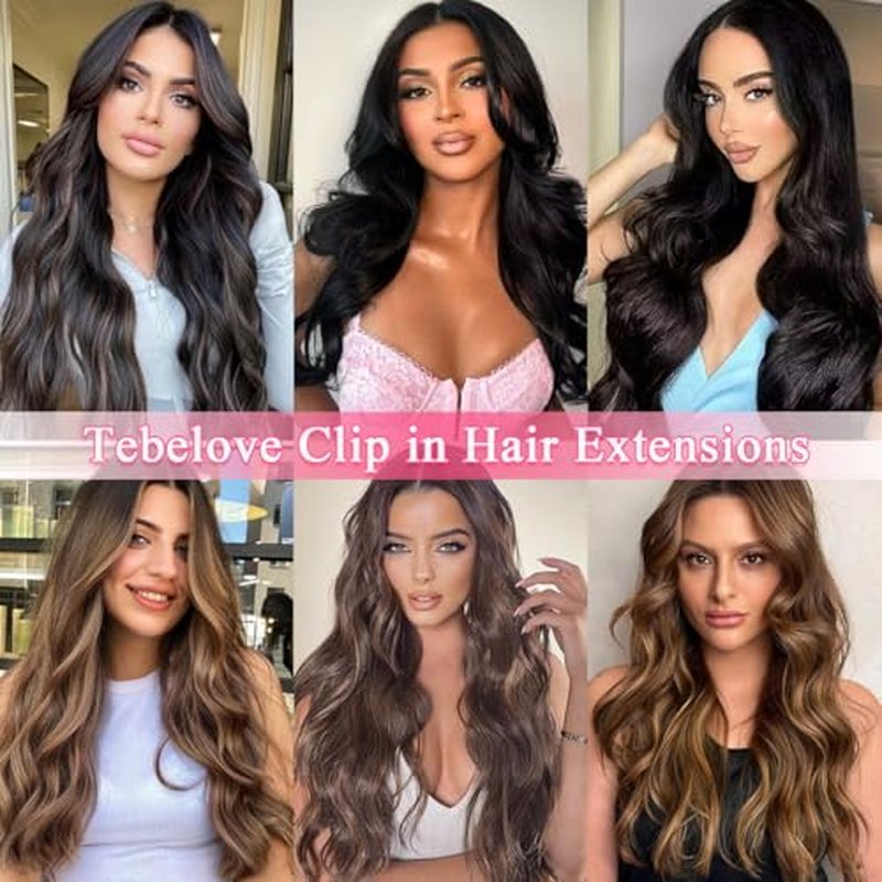 Clip in Hair Extensions Real Human Hair 4.3oz/120g Clip ins 100% Brazilian Remy Human Hair Extension for Women 8pcs Per Set with 18 Clips Double Weft (24 Inch #4 Chocolate Brown)