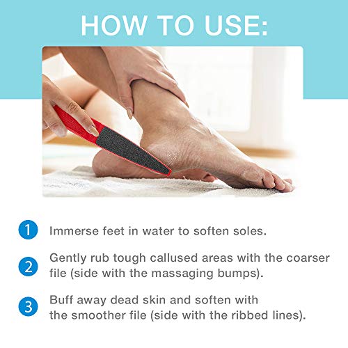 Flowery Original Swedish Clover Red Foot File, Pedicure Foot Scrubber, 60/100 Grit - RED