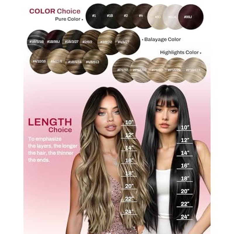 Moresoo Clip in Hair Extensions for Black Women Remy Double Weft Human Hair Clip in Extensions Jet Black #1 7Pieces 120G 24inch