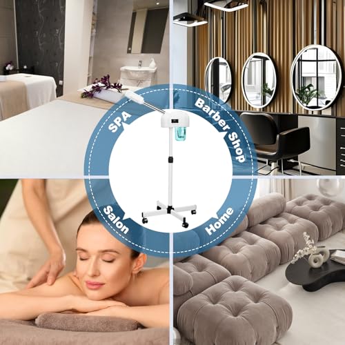 Professional Facial Steamer, Hot Mist Spray, Stand Facial Steamer for Esthetician, Timer Function, Vaporizador Face Steamer on Wheel, for Home Salon SPA
