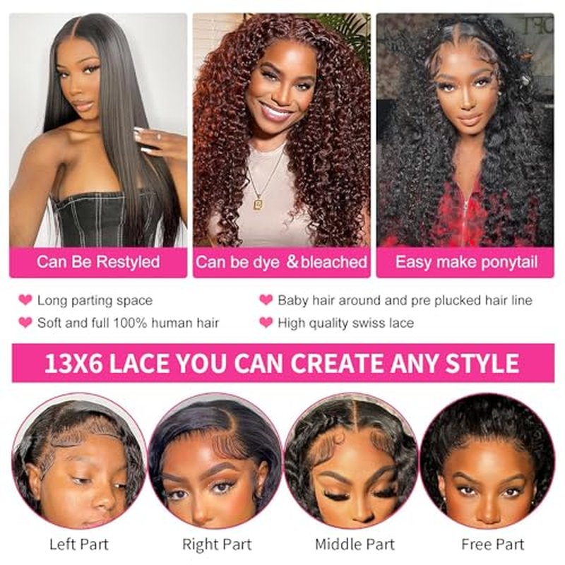30 Inch Wigs Human Hair 13x6 Lace Front Wigs Human Hair Pre Plucked Deep Wave Lace Front Wigs Human Hair for Women Wigs Human Hair with Baby Hairline