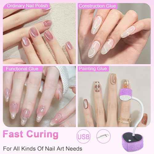 UV Nail Lamp,30W Rechargeable Gel Lamp Mini Cordless UV Light with 2 Timers & Auto Sensor,LED Fast Curing Goosenecks Gel Nail Polish Lamp for Home DIY Manicure (Purple Diamond)
