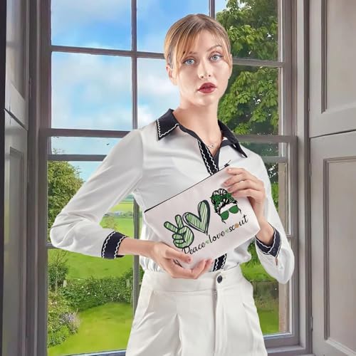 WCGXKO Makeup Bag Travel Bag For Bridging Ceremony Gift (Peace Love Sco)