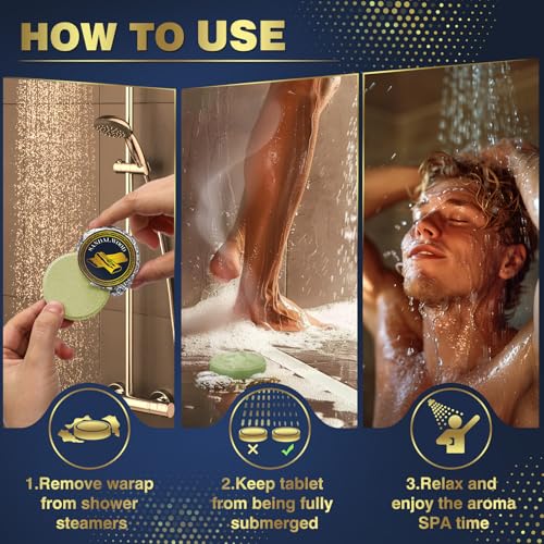 Shower Steamers Aromatherapy, Birthday Gifts for Men, SPA Self Care Relaxation Stress Relief Natural Essential Oils Bath Bombs, Christmas Stocking Stuffers for Dad Husband Boyfriend (8 Pack)