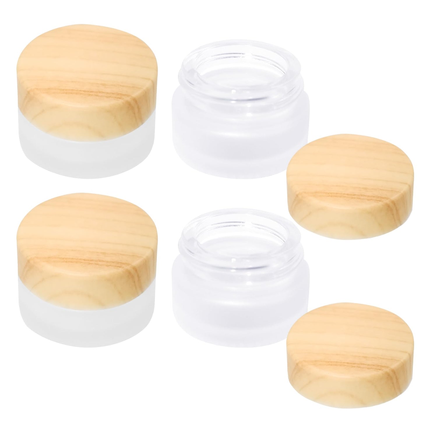 32 Pcs Glass Cosmetic Containers 5 Grams Round Frosted Cosmetic Jars with Leak proof lids Empty glass sample Jars Scrub Balm Lotions Sample Containers for Makeup Lotion Lip Balm Eye Cream