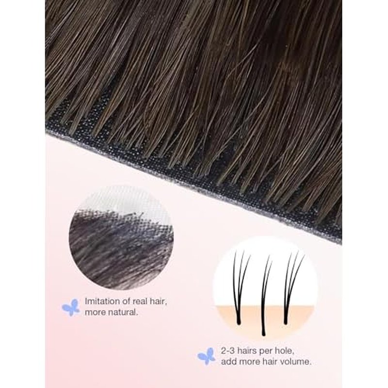 DOORES Injection Tape in Hair Extensions Human Hair Invisi Edge, Dark Brown to Chestnut Brown 20 Injection Tape-ins with 20 Classic Tape-ins 100g 18 Inch, Human Tape in Extensions