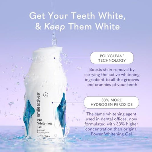 Smileactives Teeth Whitening Kit, Complete at Home Teeth Whitening Treatment, Travel Size Tooth Whitening, Stain Remover for White Teeth, Contains Clinical-Grade Hydrogen Peroxide, 30 Day Kit