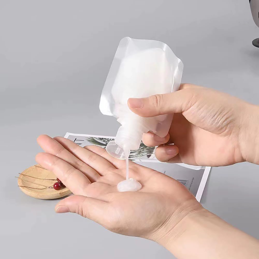 10pcs Travel Pouches for Toiletries, Leak Proof Travel Fluid Makeup Packing Bag, TSA Approved Squeeze Pouches Travel Liquid Container, Plastic Pouch for Lotion Shampoo Cream Hand Soap