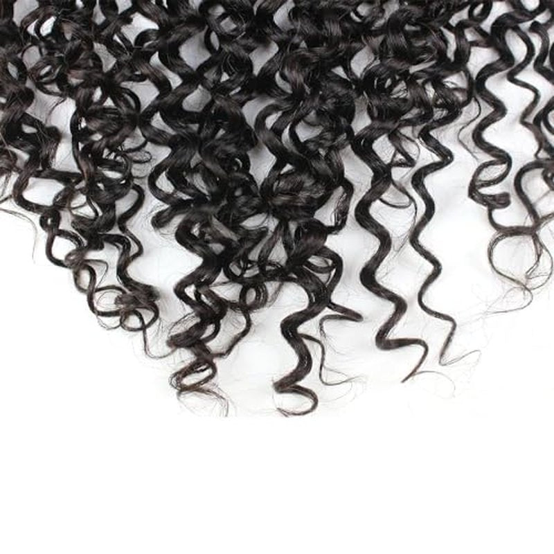 Dreambeauty Transparent Lace Color 13¡¿6" Lace Frontal Closure Kinky Curly Free Part Brazilian Remy Human Hair Pre-Plucked Natural Hairline Lace Frontal Closure with Baby Hair Natural Color (20 Inch)