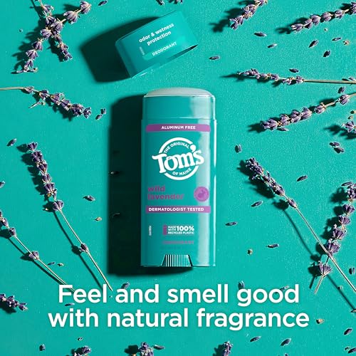 Tom¡¯s of Maine Wild Lavender Aluminum Free Natural Deodorant For Women & Men | Goes on Clear | Odor & Wetness Protection | Naturally Derived and Moisture-Locking Ingredients | 3.25 oz