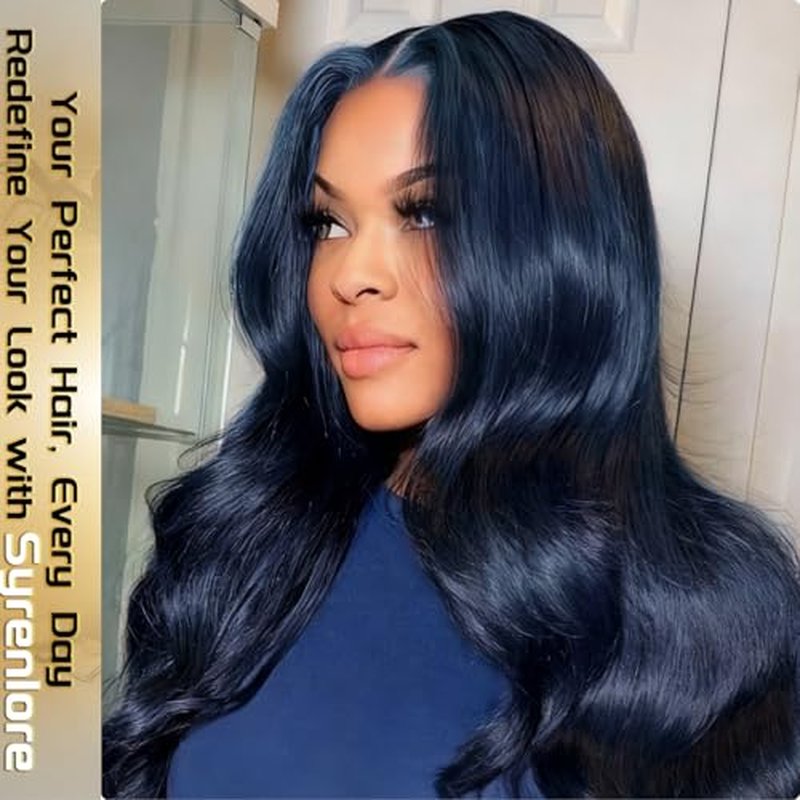 Dark Blue Body Wave Human Hair Bundles, Quick Weave Sew In Wavy 12A 100% Brazilian Virgin Hair, Soft Glossy Thick, Perfect for Quick Weave Sew-In Styles 3 Bundles 10 12 14 Inch