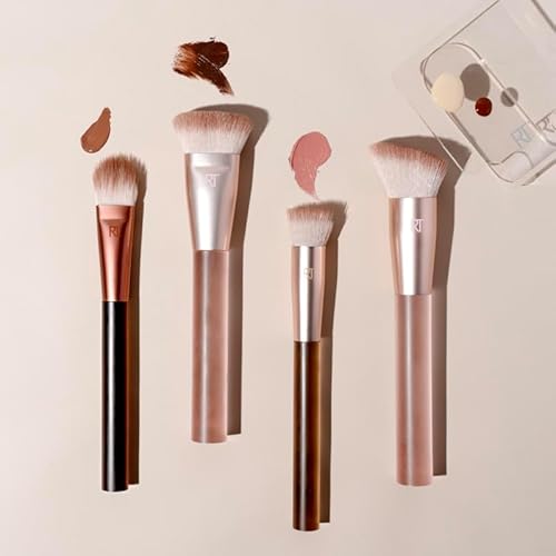 Real Techniques New Nudes Nothing But You Face Set - 5 Piece Makeup Brush Set - Synthetic Bristles - Beige