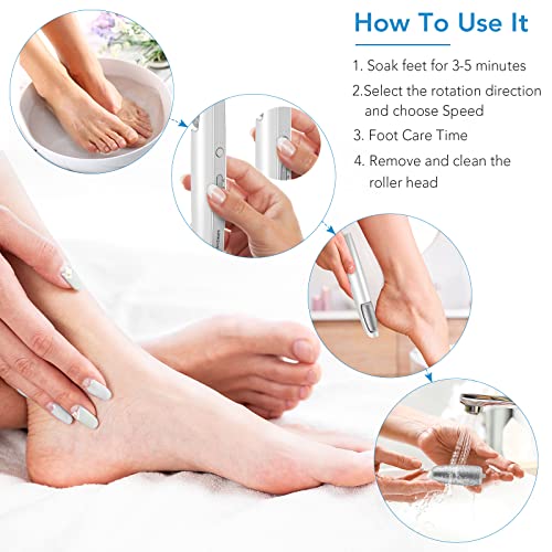 LINKEVAP Electric Callus Remover for Feet, Professional Pedicure Kit Foot Scrubber for Dry, Dead, Cracked, Hard Skin, at Home Feet Spa Care Kit for Men & Women (Cold White)