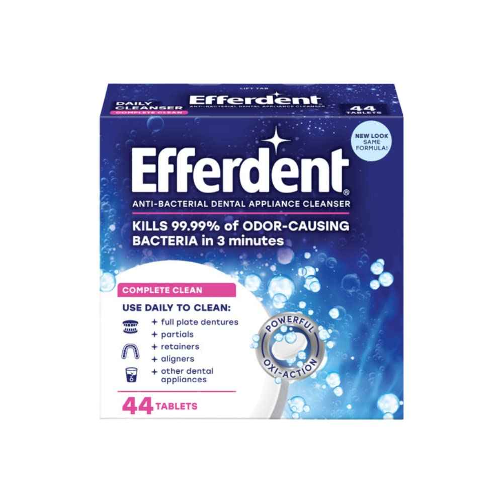 Efferdent Retainer & Denture Cleaner Tablets, Complete Clean, 44 Count, (Pack of 3)