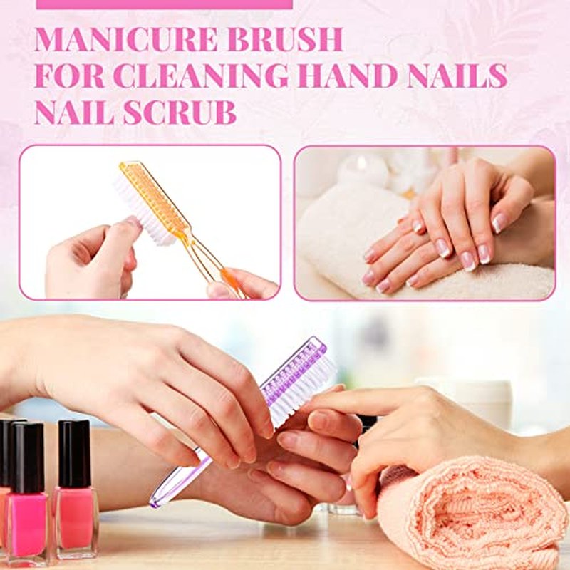 Patelai 200 Pcs Handle Grip Nail Brush Bulk Colorful Nail Scrubber Fingernail Brushes Hand Toes Cleaning Brushes Pedicure Scrubbing Tool for Men and Women, Multicolor Brush
