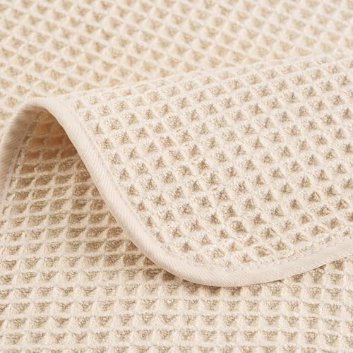 POLYTE Microfiber Lint Free Washcloth Face Towel, 13 x 13 in, 4 Pack (Waffle Weave)