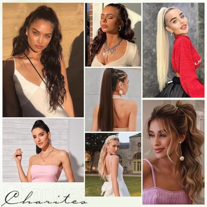 Ponytail Extension, 18 Inch Claw Clip Ponytail Extension Human Hair Long Straight Jaw Clip in Real Hair Pony Tails Hairpieces for Women Natural Black