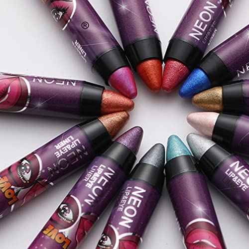 MEICOLY 12 Pcs Eyeshadow Sticks - Cream Smokey Eyeshadow Metallic Shimmer Crayons, Silver Eye Brightener, Pro Waterproof & Long Lasting Shiny Bright Starter Rotating Sticks