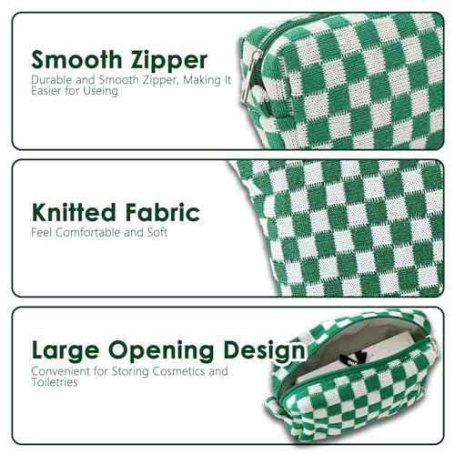 Travel Makeup Bag, Checkered Cosmetic Bag Make Up Organizer Case for Women, Small Toiletry Bag Skincare Pouch for Toiletries Accessories Brushes, 2PCS