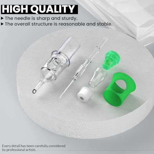 Wormhole Tattoo Needles Tattoo Cartridge Needles 20Pcs 1014RL Disposable Tattoo Needle Cartridges with Finger Ledge Round Liner for Tattoo Machine Pen
