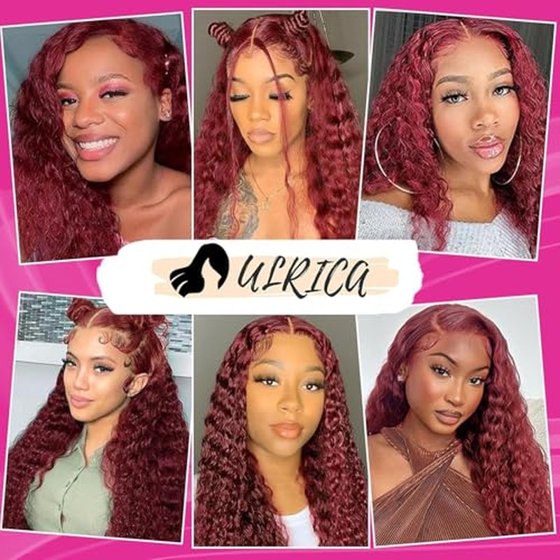 ULRICA Burgundy Wig Human Hair Water Wave 99J Burgundy Lace Front Wigs Human Hair Wigs for Women 13x6 HD Lace Front Wigs Human Hair Pre Plucked Wine Red Wigs Burgundy Wig 28 Inch