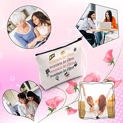 TSOTMO Female Filmmaker Gift Women in Film Cinema Film Lover Zipper Pouch Makeup Bag (women in film)