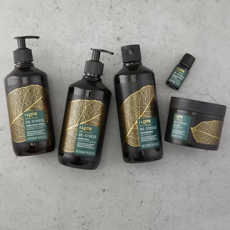 I Love Wellness De-Stress Hand and Body Lotion - Moisturizing Lotion for Dry Skin - Vitamin E Lotion - Lemongrass and Eucalyptus Scent - 16.9 oz