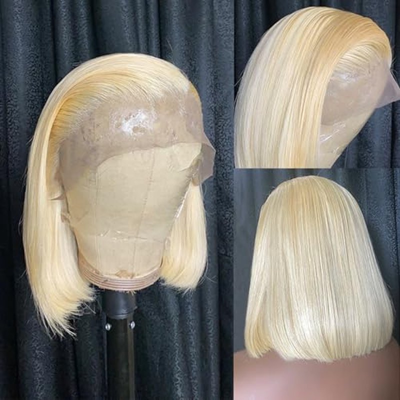 Munx Blonde Bob Wig Human Hair, 13x6 HD Lace Front Wigs Human Hair Pre Plucked with Small Knots 180% Density Glueless 613 Colored Lace Frontal Bob Wigs for Black Women 16 inch Bleached Knots