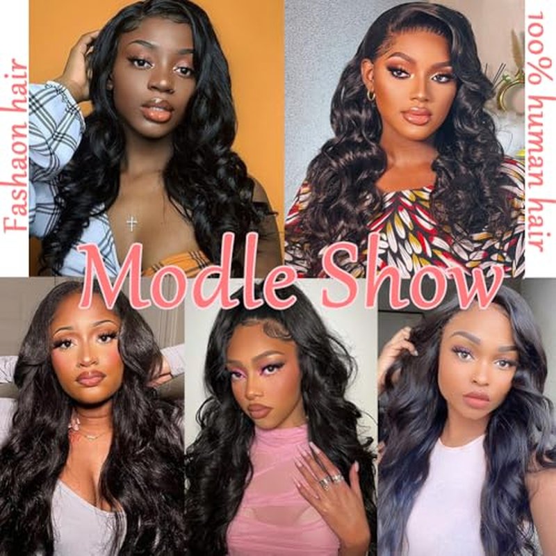 Bundles with Closure Human Hair (18 20 22+16) Body Wave 3 Bundles with 5x5 HD Closure 100% Human Hair 12A Unprocessed Virgin Hair Natural Black