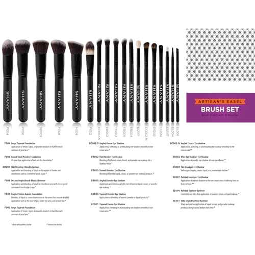 SHANY Artisan¡¯s Easel Bamboo ? Elite Cosmetics Brush Collection - Complete Kabuki Makeup Brush Set with Standing Convertible Brush Holder - 18 pcs (BLACK)