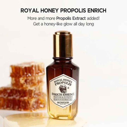 SKINFOOD Royal Honey Propolis Enrich Essence - 63% Black Bee Propolis & 10% Royal Jelly Extract Face Serum - Propolis Serum for Skin, Valentine Day Gift - 1.69 Fl. Oz. (50mL)