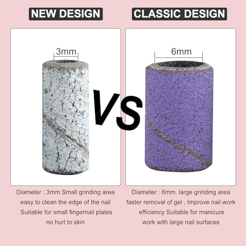 100 Pcs 3mm Professional Small Sanding Bands & 2Pcs Small Mandrel Bit Set for Nail Drill,240# Upgrade Design 3mm Nail File for Manicures and Pedicure with Stainless Steel Shaft