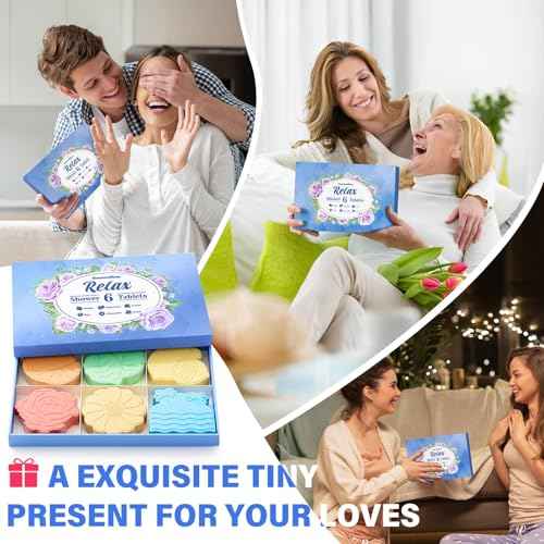 Shower Steamers 6 Pack Shower Bombs with Unique Shapes & Scents, Orange Peppermint Lemon Rose Chamomile Sea, Self Care Shower Steamer, Stocking Stuffers Christmas Gifts for Women, Men