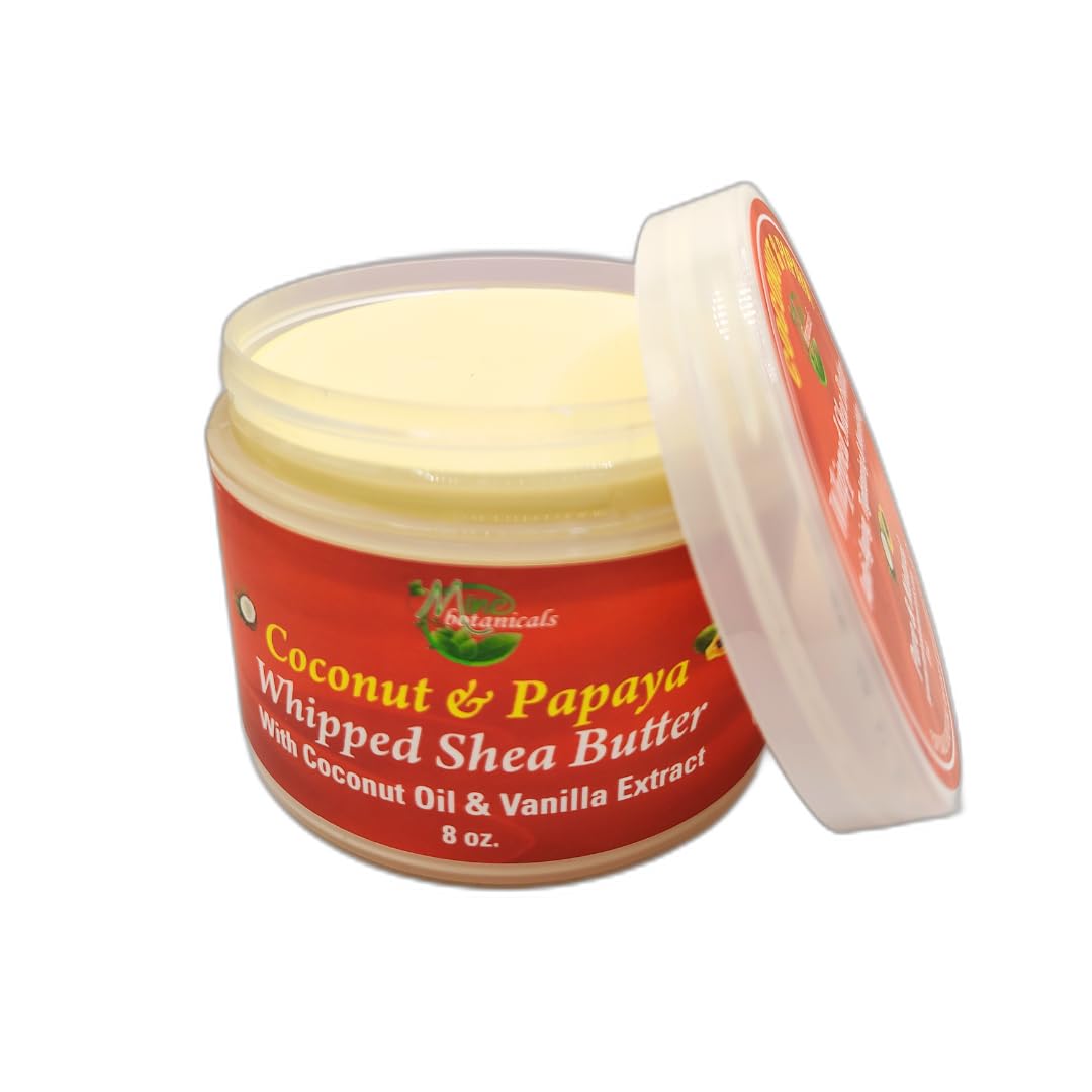 Coconut & Papaya Whipped Shea Butter - Nourishing Moisturizer with Coconut Oil & Vanilla Extract | 8 oz