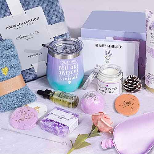 Spa Gift Baskets for Women - Spring Bath and Body Works Set, Relaxing Sympathy Box for Mom, Sister, Wife, Lover