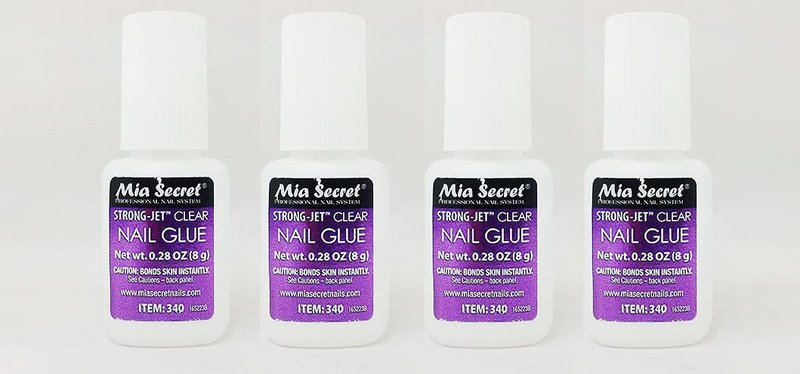 Mia Secret Strong-Jet Clear Nail Glue 4 Pack (8g x 4) – Professional Brush-On Nail Adhesive, Fast-Drying, Long-Lasting Hold for Press-On Nails, Tips & Nail Art
