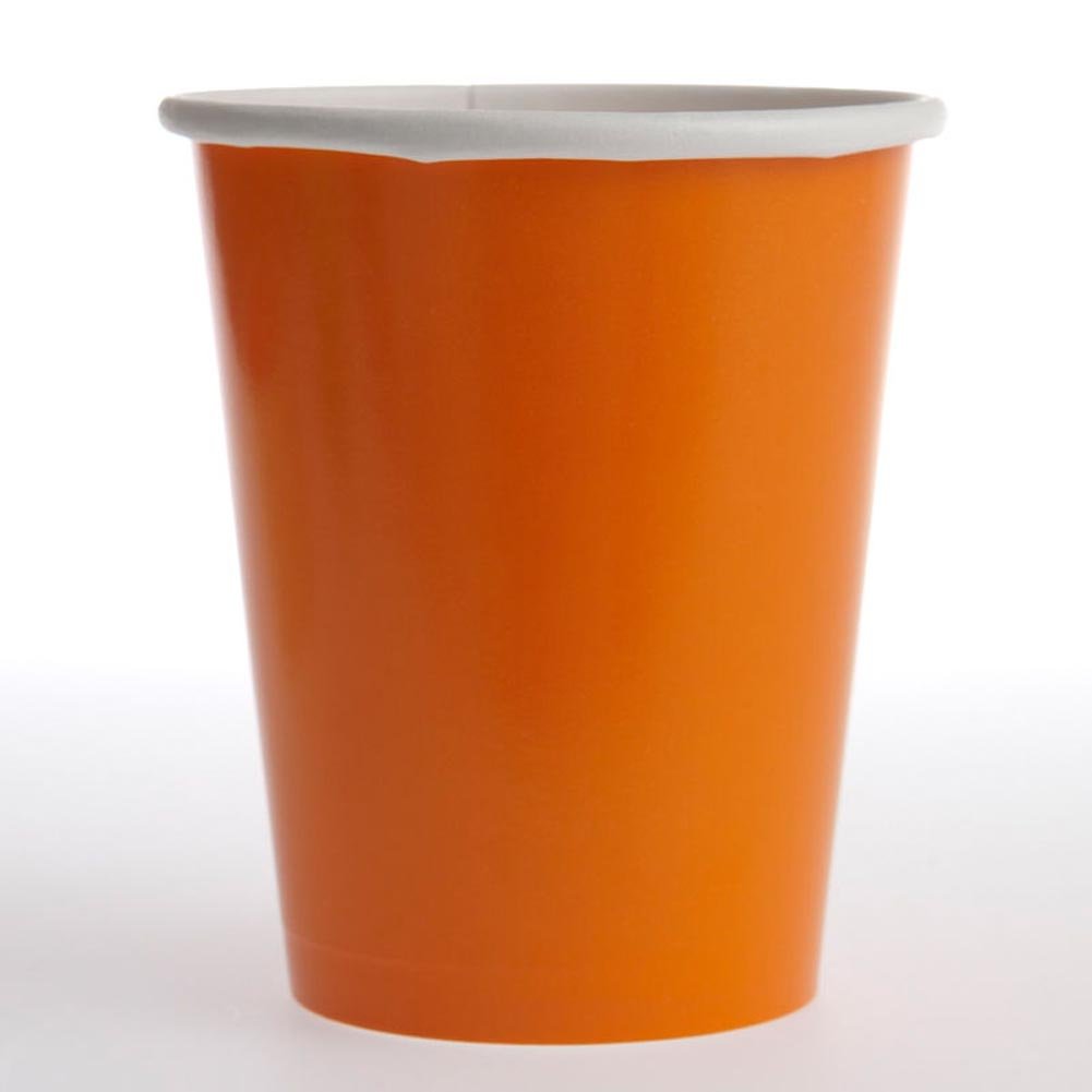 Solid Pumpkin Orange Disposable Paper Cups - 12 oz, Pack of 10 - Ideal for Parties, Picnics, & All Occasions