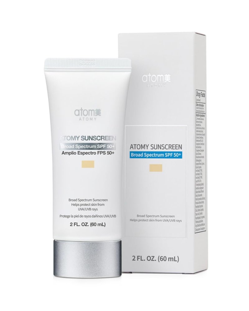A.t.o.m.y Sunscreen SPF 50+ PA+++, High Protection Moisturizing, 2 FL OZ, UVA/UVB Protection Beige 2ea