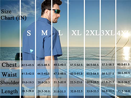 Tuna Men's UV UPF 50+ Sun Protection Soild Waterproof Breathable Fast Dry SPF Hiking Fishing Short Sleeve Shirts (5# M Navy)