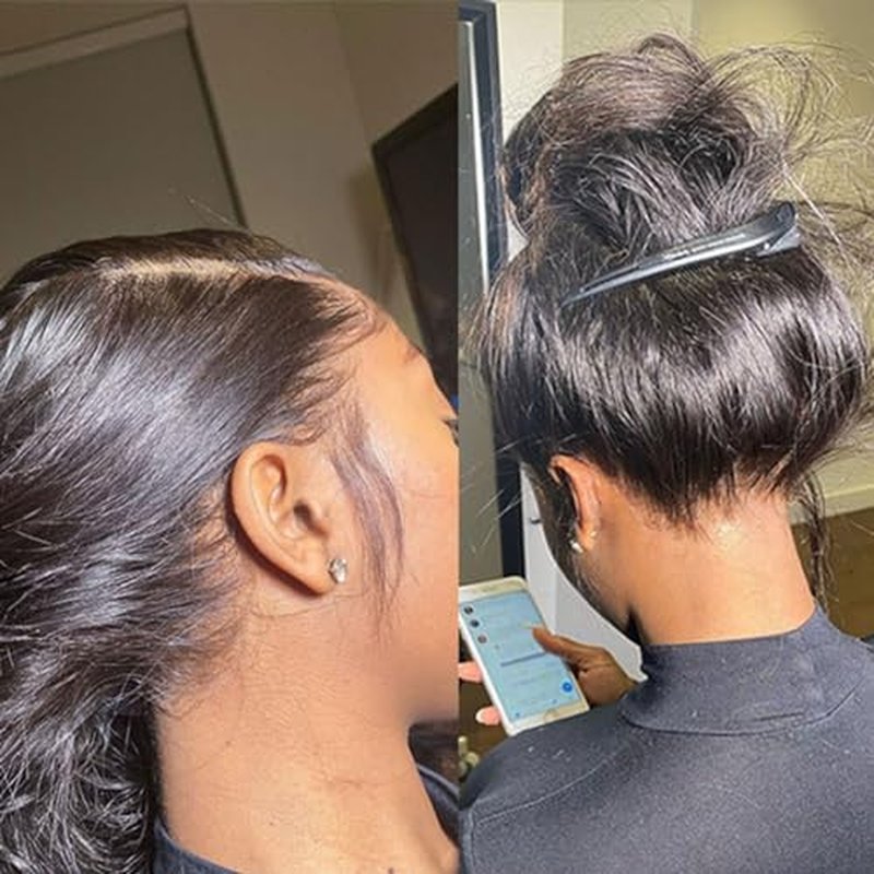 Full Lace Human Hair Wigs Transparent Lace Silky Straight Whole Lace Cap Remy Hair Extension Pre Plucked Glueless Free Parting Wig (10inch, Straight)