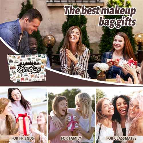 Bostons Themed Makeup Bag - Bostons Souvenirs Gift for Women, Best Friend, Sister - Travel Friendly Cosmetic Bag, Birthday Christmas Gifts