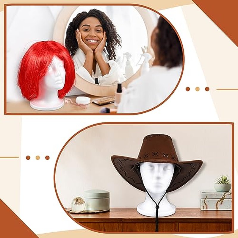 Thyle 10 Pcs Foam Wig Head Bulk Wig Display Mannequin Head Stand Model Foam for Style, Masks, Hats, Wigs, Salon and Travel, Halloween Decoration (Female)