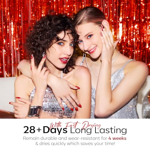 modelones Gel Nail Polish Kit -6 Colors Red Christmas Gel Polish Set Burgundy Glitter Sparkle Bloody Soak Off Gel Nail Kit Manicure DIY Nail Art Salon Home New Year Gift