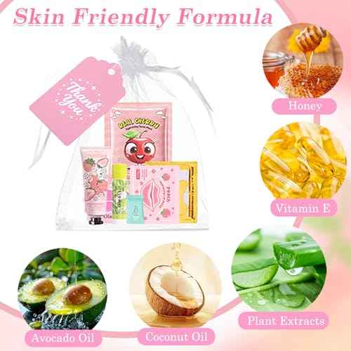 90PCS Spa Party Supplies for Girls,Daughter Spa Gift Sets Favors Include Face Masks,Lip Balm,Lip Mask,Eye Patches,Skin Care For Teens 10-12,Spa Birthday Sleepover Party Supplies for Kids Teens Girls