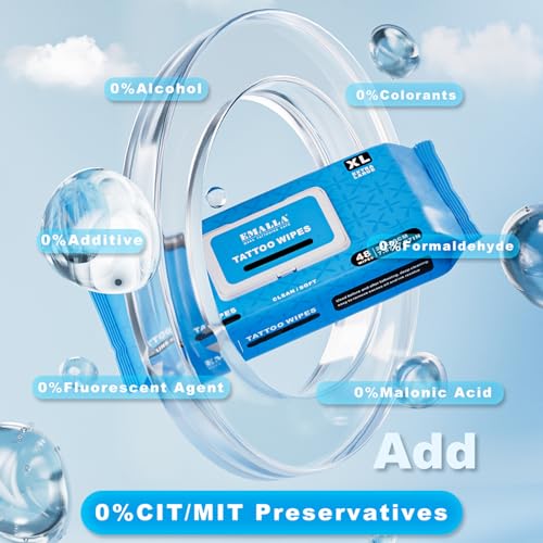 Emalla Tattoo Wipes, Extra Large 48pcs All in One Premium Tattoo Care Wipes to Clean Skin and Tattoo Aftercare Tattoo Supplies