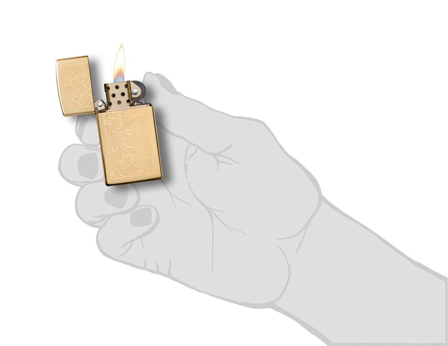 Zippo Venetian Slim High Polish Brass Pocket Lighter