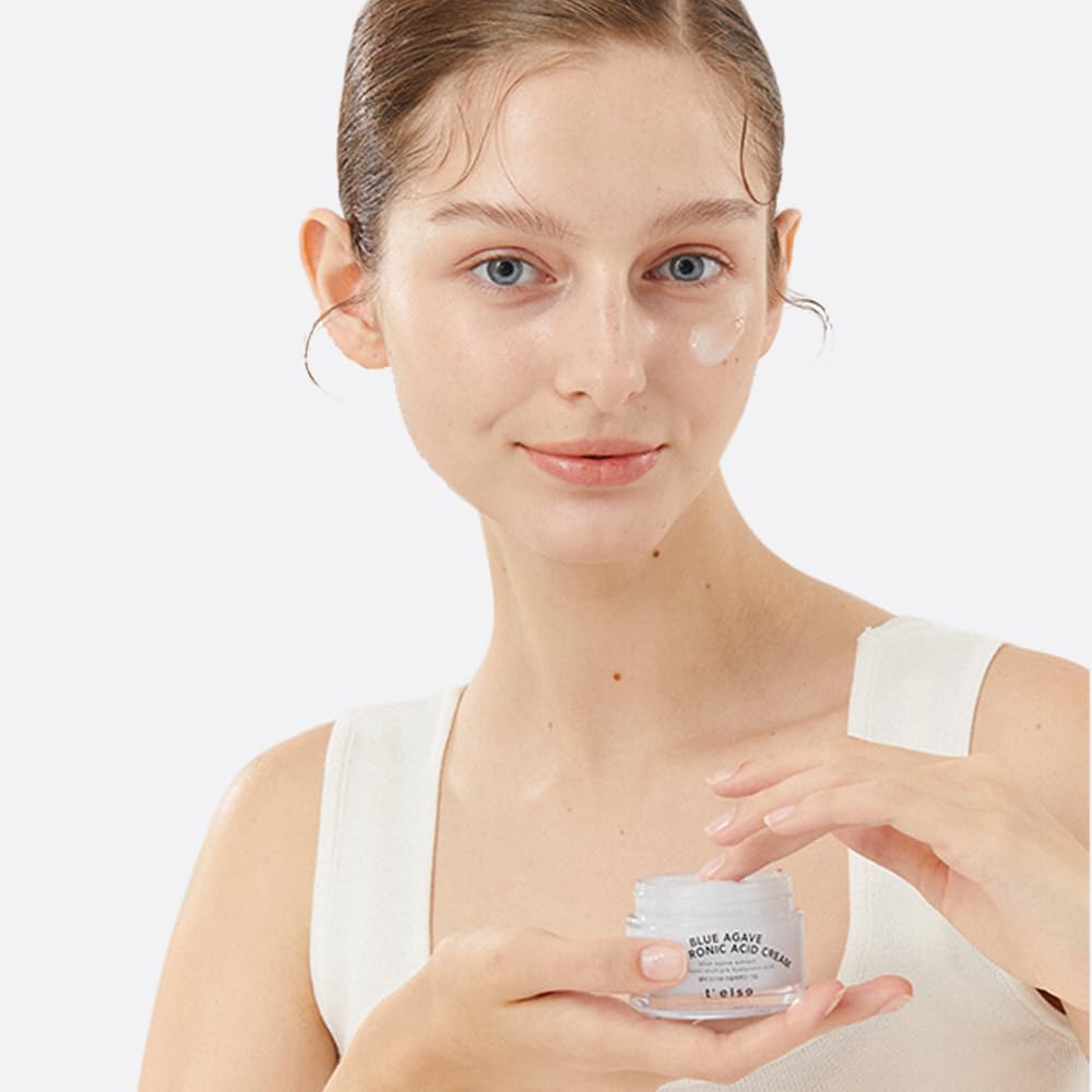 T'ELSE Blue Agave Hyaluronic Acid Cream 1.7 oz, Hypoallergenic Extra Moisturizing Face Cream with Gel Capsules, Rich Facial Moisturizer, Deep Hydration with Clean Ingredients, Korean Skin Care