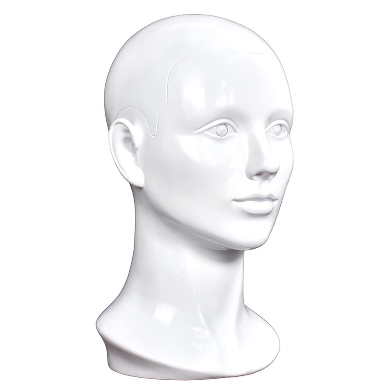 MIAOMANZI PVC Mannequin Head White Female Manikin Dummy Stand Model Display Hat Scarf Wigs Hair Glasses Hat Beauty Styling Tool (bright white)