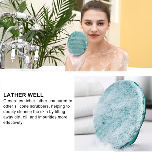 INNERNEED Soft Silicone Body Cleansing Brush Shower Scrubber, Gentle Exfoliating and Massage for All Kinds of Skin (Dark Green)