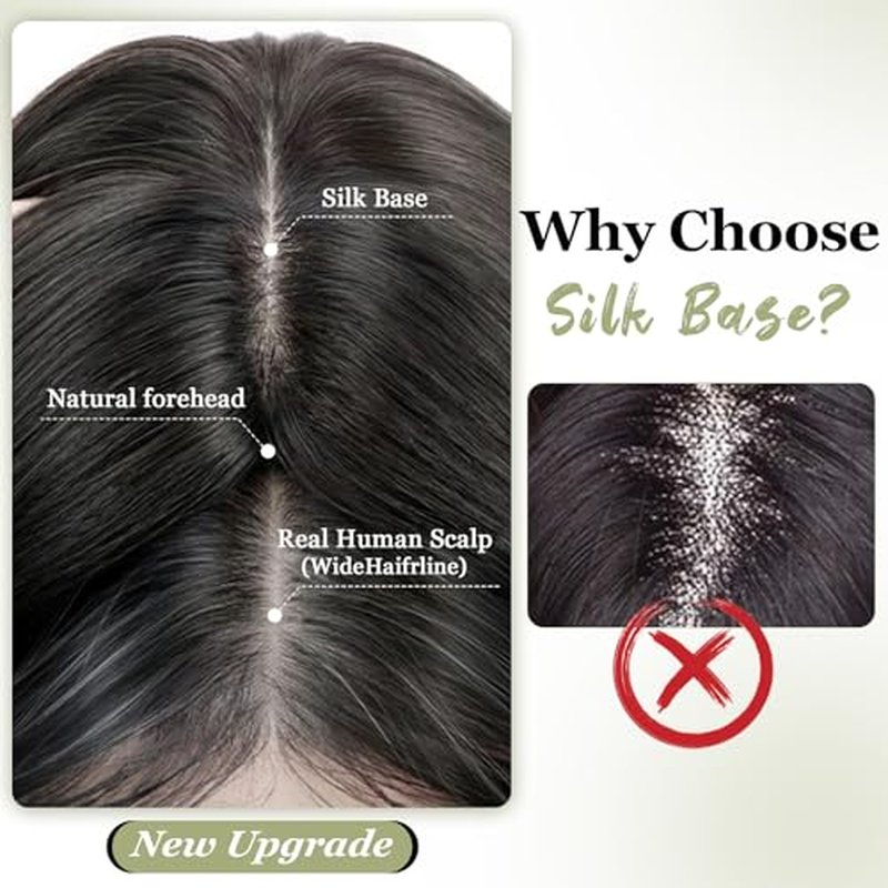 Urbeauty Hair Toppers for Women Real Human Hair for Thinning, 16 inch 1.5¡±x5¡±Silk Base Upgrade Topper, Clip-in Volume Enhancer, Natural-Looking, No Glue, Breathable, Lightweight